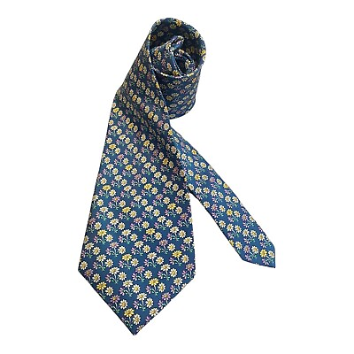 #ad BURBERRYS Blue Floral Luxury Designer Silk Tie Made In England W: 4quot; EX CON $48.98