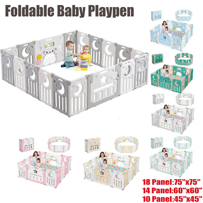 #ad Foldable Baby Playpen 10 14 18 Panels Infants Toddler Safety Kids Play Pen Yards $90.24