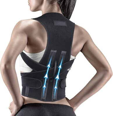 #ad Adjustable shoulder brace back Lumbar Support belt Posture Corrector men women $9.99