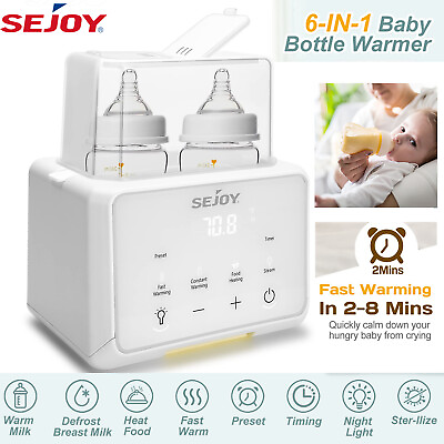 #ad Baby Double Bottle Warmer Steam Sterilizer Food Breastmilk Heating 6 in 1 Heater $32.39