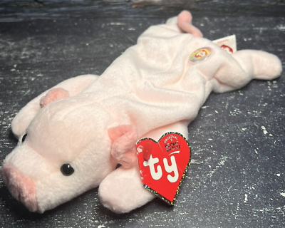 #ad 2005 RARE amp; RETIRED TY BEANIE BABY SQUEALER THE PINK EASTER PIG 8quot; BBOC NEW $59.98