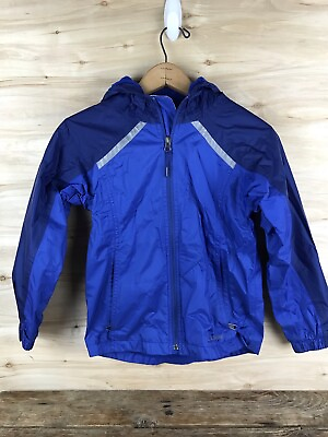 #ad LL Bean Kids Winter Jacket Navy Blue Fleece Lined 2 Tone Size 8 $24.99