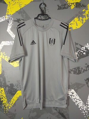 #ad Fulham Training Jersey Football Shirt Gray Adidas Mens Size L ig93 $33.99