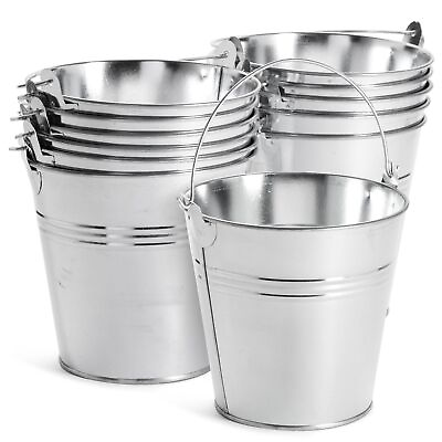 #ad 12 Pack Small Tin Pails with Handles Galvanized Metal Buckets for Decor 4.7 In $23.99