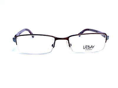 #ad New Urban Frames Brown Metal Rectangle Half Rim Eyeglasses 2425 Col.2 50 18 140 $96.60
