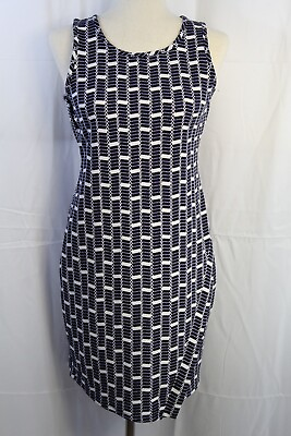 #ad New Pink Republic Dress Blue Geometric Sleeveless Bodycon Stretch Mini Dress L $14.99