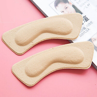 #ad 1 2 Pairs Cream Fabric Sponge Shoe Pads Cushion Liner Grip Back Heel Insoles $2.66