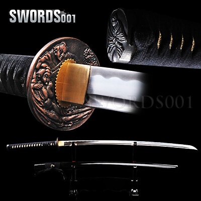 #ad Japanese Warrior Katana Sword Carbon Steel Shiny Sharp Blade Samurai CoupleTsuba $145.00