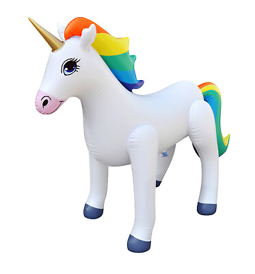 #ad Jet Creations Inflatable Standing Rainbow Unicorn 40quot; Long Party Decoration Bir $17.95
