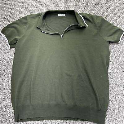 #ad Coofandy 1 4 Zip Polo Shirt Pullover Mens L Green Short Sleeve Viscose Collar $15.88