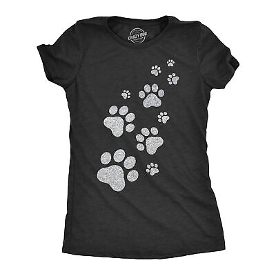 #ad Womens Glitter Cat Paw Prints T Shirt Funny Cute Kitten Lover Top Graphic $9.50