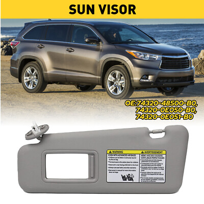#ad For 2008 2013 Highlander Gray Left Toyota Driver Sun Side Visor w Vanity Mirror $35.49