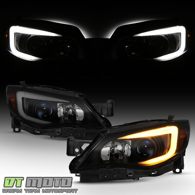 #ad For 08 14 Subaru Impreza WRX LED DRL Switchback Black Smoke Projector Headlights $268.99