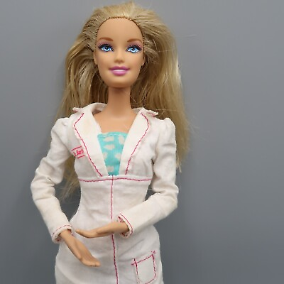 #ad Dr Barbie Doll 1999 Doctor Pediatric Cradle Arms Move Career Dress Blonde 11.5quot; $7.14