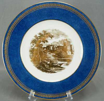 #ad Wedgwood Neoclassical Gold Ruins Powder Blue amp; Greek Key 10 3 4 Dinner Plate C $195.00