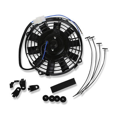 #ad 8quot; Straight Blade Electric Radiator Cooling Fan w Mounting Kit 12V 80W Black $47.68