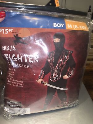 #ad Boy#x27;s Halloween Ninja Fighter 6 Pc Costume Outfit Size Medium 8 10 $10.63