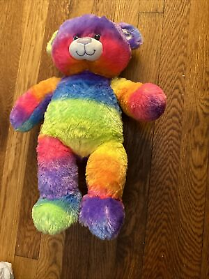 #ad Build A Bear RAINBOW Stripes Stuffed Plush PRIDE BAB 18” Retired $9.00