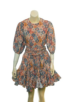 #ad Rhode Resort Cotout Back Printed Mini Dress S 6 Women#x27;s Casual Short NEW 36662 $119.98