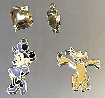 #ad Disney Gold Tone Enamel Characters Pluto Minnie Mouse Shoe Heart Lot Charms $14.99
