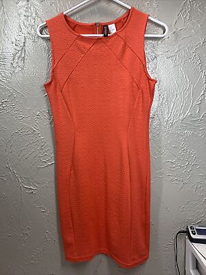 #ad Divided Womens Orange Sleeveless Sheath Dress Textured Size 4 $21.95