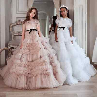 #ad Ruffles A Line Princess Flower Girl Communion Ball Gown Dress Children Girl Prom $130.00