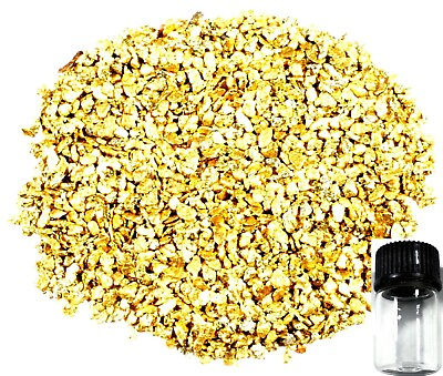 #ad 70 PIECE LOT ALASKAN YUKON BC NATURAL PURE GOLD NUGGETS W GLASS BOTTLE #B250 $37.80