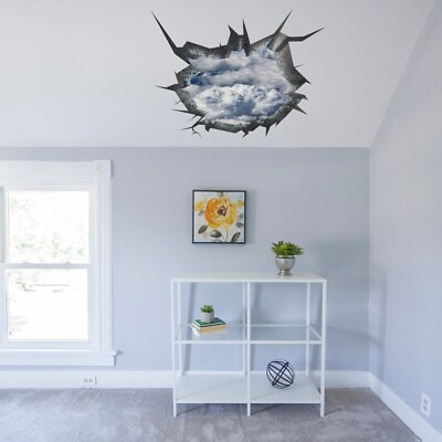 #ad 3D Ceiling Sticker Blue Sky Porthole Decor Wall Decal Bedroom Room Optical Art $149.60