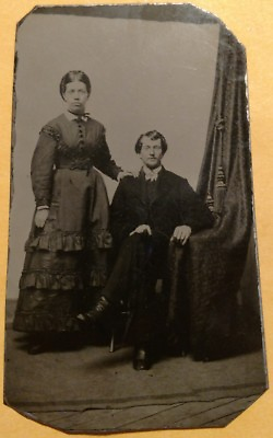 #ad Tintype Well Dress Couple in a Parlor 2 1 4quot; by 3 3 4quot; $10.99
