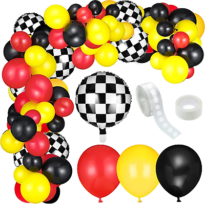 #ad 127 Pieces Car Race Balloons Party Supplies Race Car Theme Birthday Party Garlan $22.49