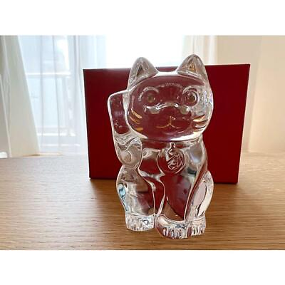 #ad Baccarat Maneki Neko Lucky Beckoning Fortune Cat H10cm 3.9quot; crystal glass $379.99