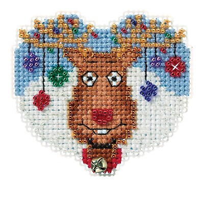 #ad Reindeer Games Cross Stitch Ornament Kit Mill Hill 2016 Winter Holiday MH181631 $8.99