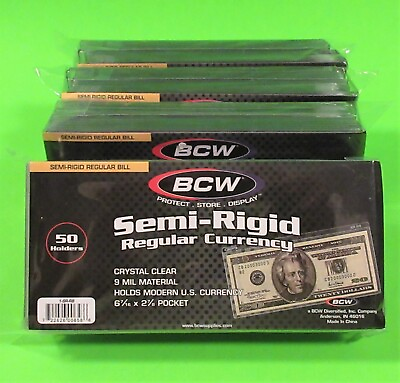 #ad 200 SEMI RIGID REGULAR BILL CURRENCY HOLDERS HOLDS U.S. amp; OTHER CURRENCY SR RB $44.99