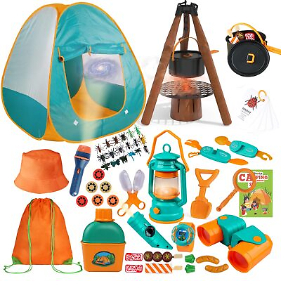 #ad Kids Camping Set with Tent amp; Space Projector Flashlight Outdoor Pretend Play $47.70