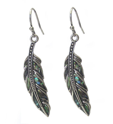 #ad Abalone Feather Drop Earrings for Women $15.95