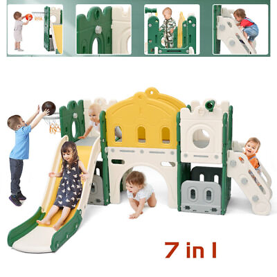 #ad 7 in 1 Kids Extra Large Slide Toddler Playground Climber Playset Indoor Outdoor $228.69