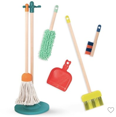 #ad B. toys Wooden Cleaning Toys Clean #x27;n#x27; Play broom mop dustpan duster. $24.99