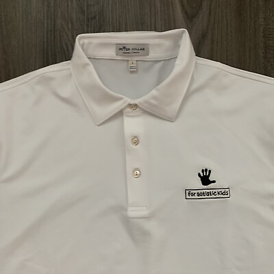 #ad Peter Millar Polo Shirt Large White Summer Comfort Golf for Autistic Kids Logo $22.30