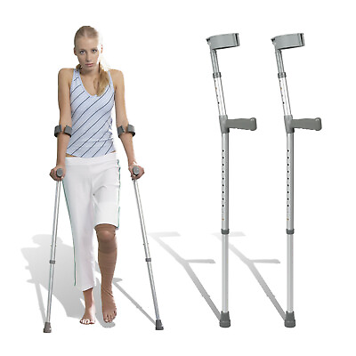 #ad LUCKYERMORE 2Pcs Forearm Elbow Crutches Walk Stick Ergonomic Grip Elderly Aid $37.99