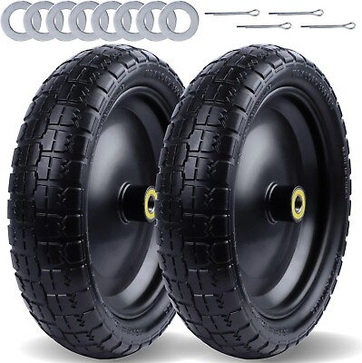 #ad 2 Pack 13” Flat Free Wheelbarrow Tires for Gorilla Carts 5 8quot; Bearings $60.22