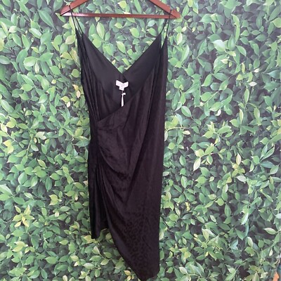 #ad Cushnie Womens Dress Black Leopard Print Asymmetric Spaghetti Strap Sexy 8 New $4.00