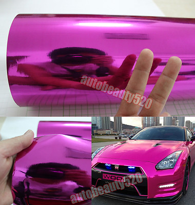 #ad 12quot; x 60quot; Hot Car Mirror Chrome Rose Red Vinyl Wrap Sheet Sticker Film Decal $5.40