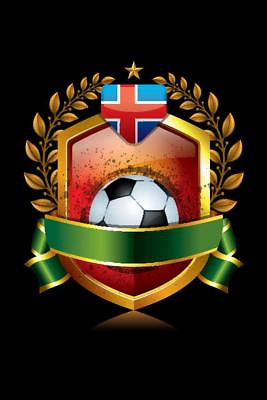 #ad Iceland Soccer Icon with Laurel Wreath Sports Mural Poster 36x54 inch $29.98