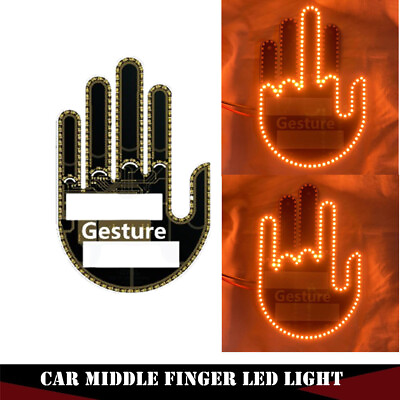 #ad Car Middle Finger Gesture Light Funny Road Rage Signs Rear Window Light Remote $17.85