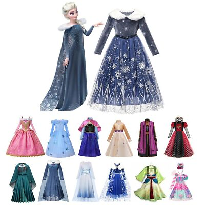 #ad Costume Princess Dress Girls Cosplay Party Autumn Halloween Christmas Elsa $47.99