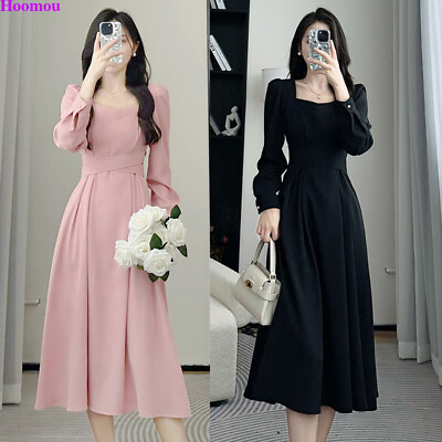 #ad #ad Spring Korean Women Slim Empire Waist Pleated Casual Party Cocktail A line Dress $13.64