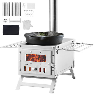 #ad VEVOR Portable Wood Stove Camping Hot Tent BBQ Stove 80 in for Outdoor w Pipes $86.99