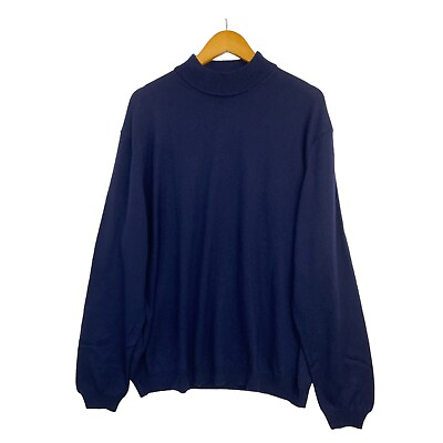 #ad Grant Thomas Mens Knit Sweater XXL Navy Italian Merino Wool Pullover Woolmark $39.00