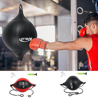 #ad #ad PU Leather Boxing Punching Bag Inflatable Boxing Speed Bag Training Reflex Balls $26.42