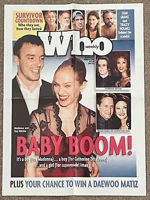 #ad Madonna amp; Guy Ritchie David Bowie amp; Iman Who Weekly poster 2000 AU $15.00